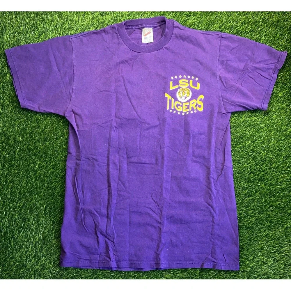 Vintage Jerzees LSU Tigers shirt Adult large purple Y2K retro football USA made